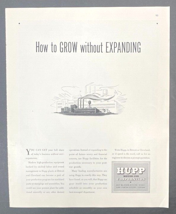 Hupp Motor Car Vintage Print Ad Detroit Parts United Engineers Pipe