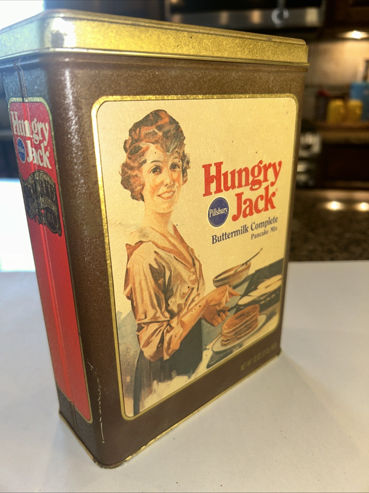 Vntg Pillsbury Hungry Jack Adv. Tin 32oz Illustrations By Richard Ferrell Coll.