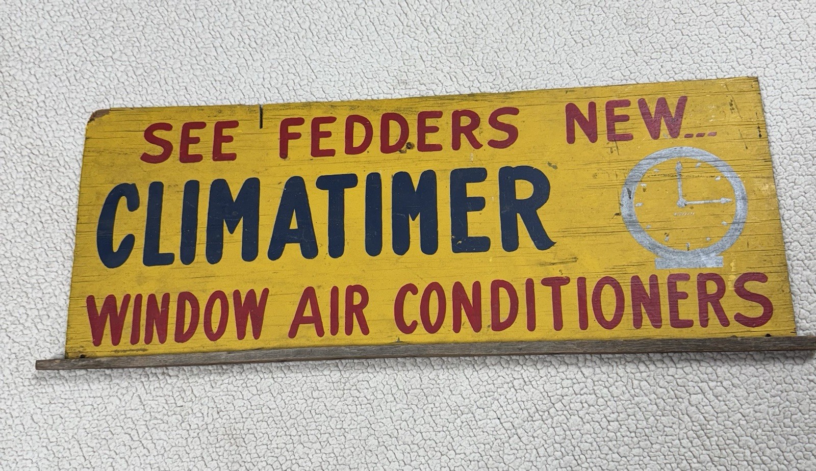 Vintage Wooden 1960s See Fedders New Climatimer Window Air Conditioner Sign 27″