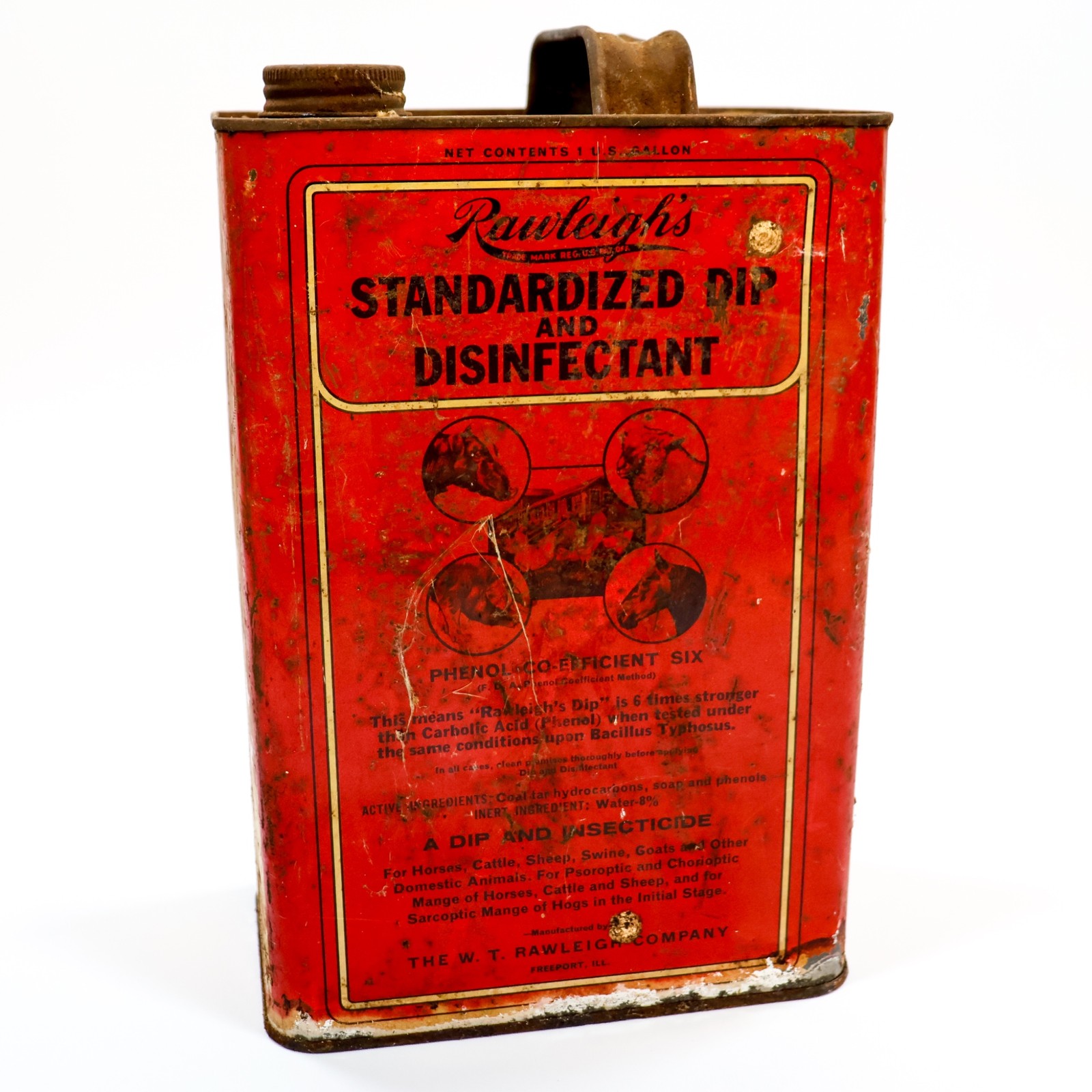 Vtg Raleighs Standardized Dip and Disinfectant Tin Can Livestock Veterinary Old