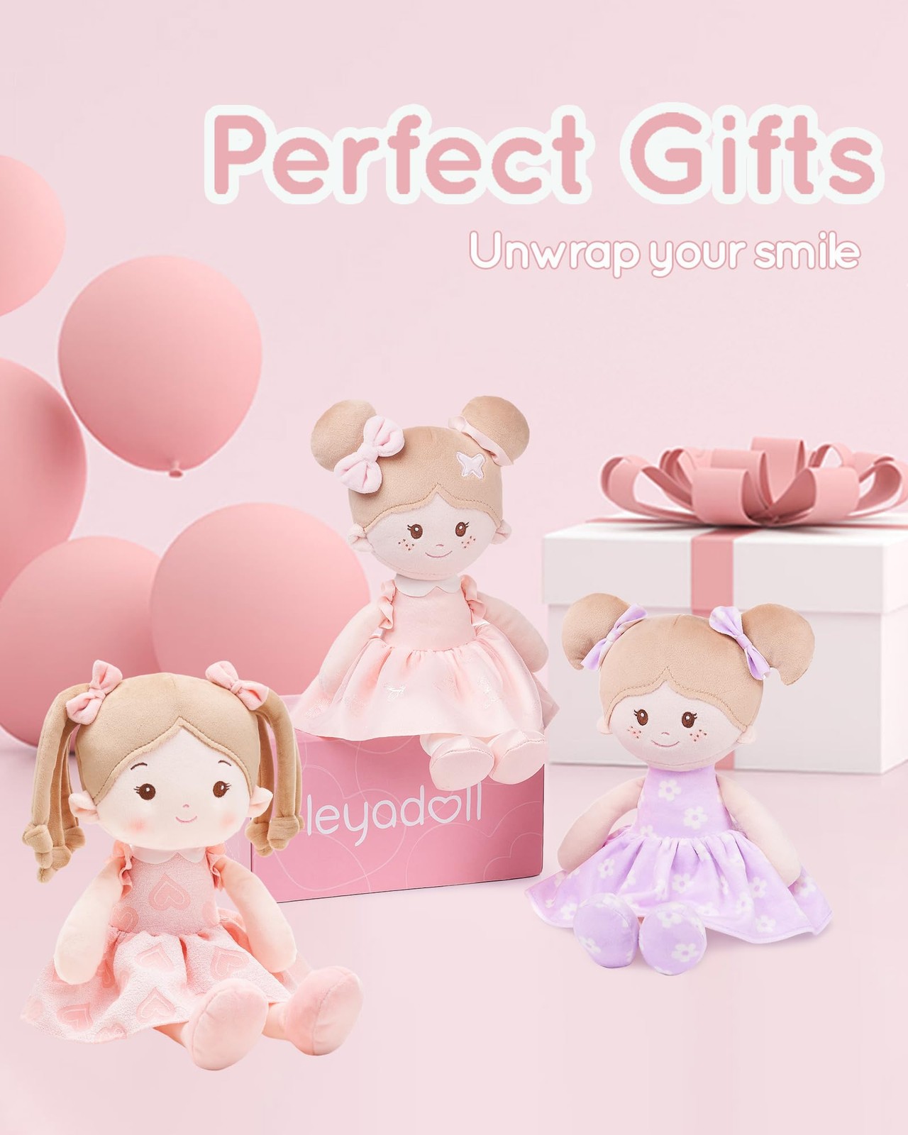 LeyaDoll 16 inches (L) x 8 (W) x 3 (H), Sweetheart Girl-pink