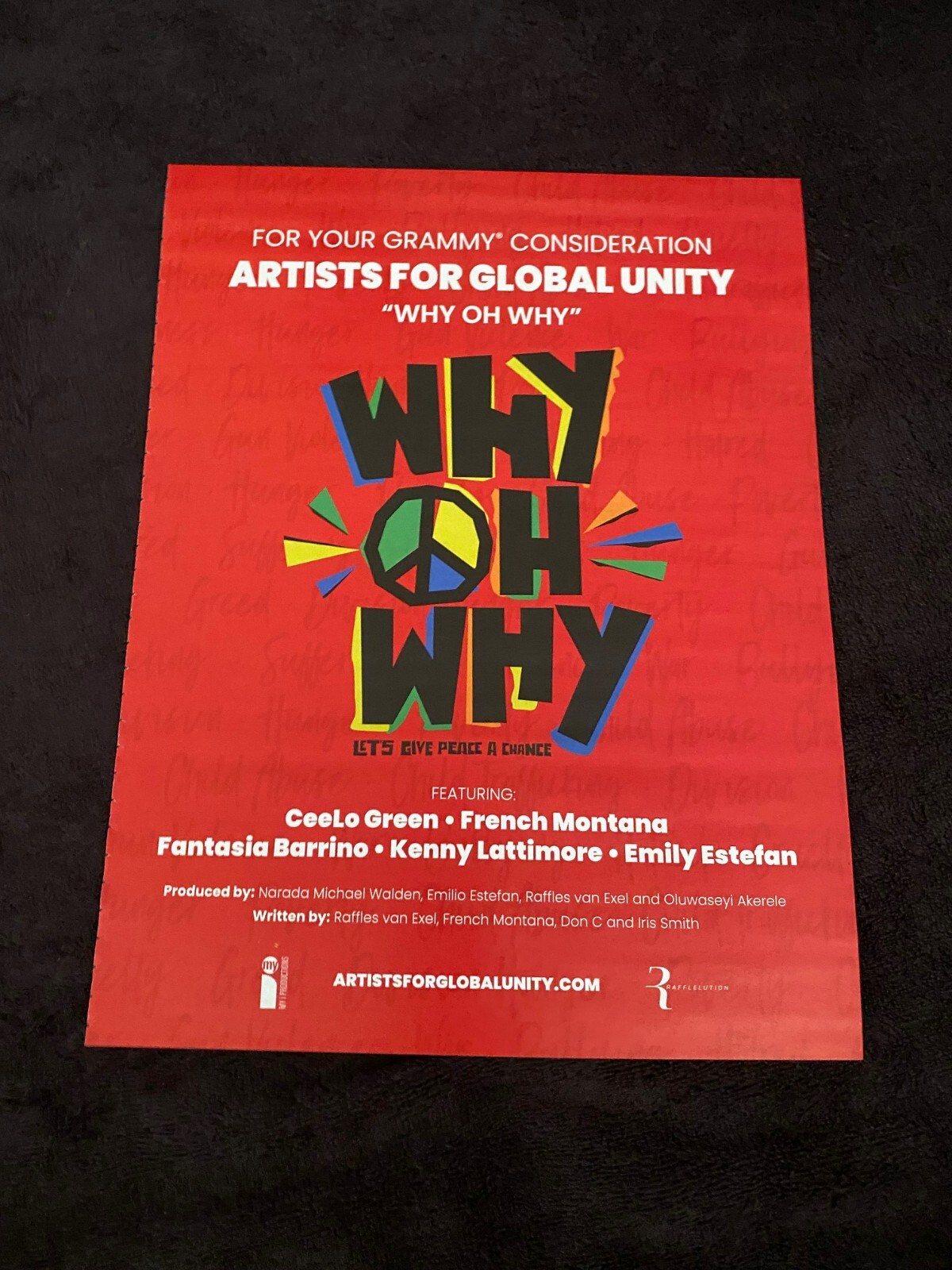 ARTISTS FOR GLOBAL UNITY Grammy ad CeeLo Green, French Montana, Fantasia Barrino