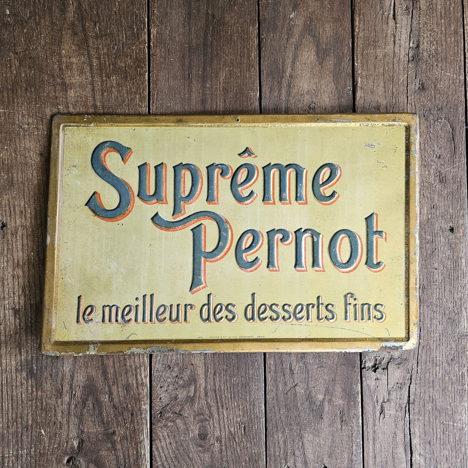 Vintage Advertising Sign SUPREME PERNOT Bar Cafe Restaurant Desserts