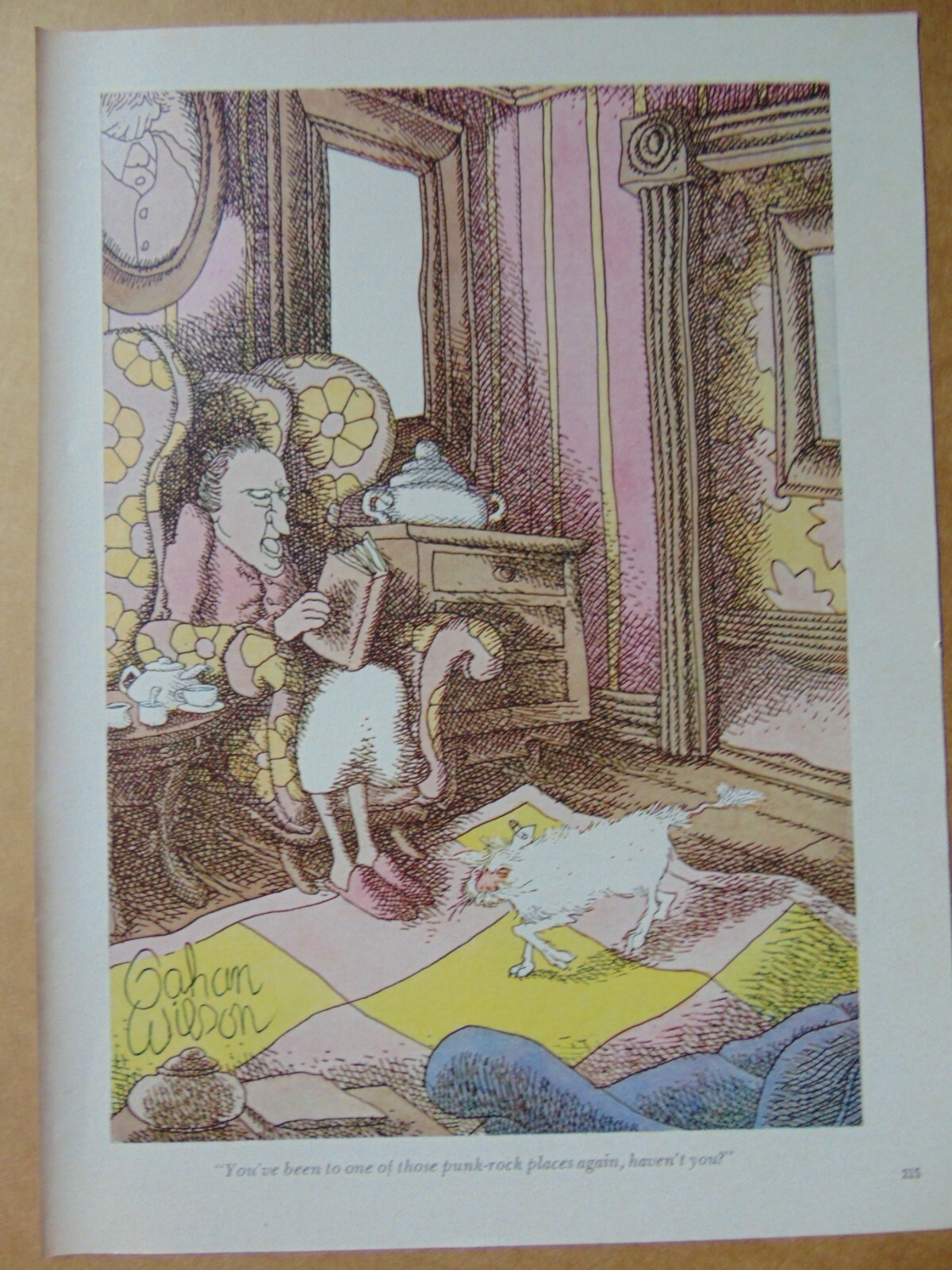1980 Gahan Wilson Frazzeled Dog been to a punk rock place vintage art cartoon