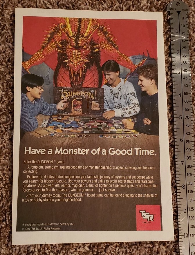 Dungeon Board Game Rare Ad Have a Monster Of a Good Time 1990