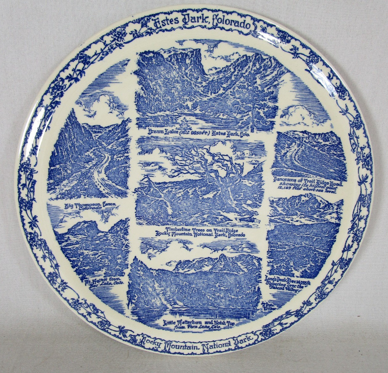 Vintage Estes Park Colorado Transferware Plate The Aspen Shop by Vernon Kilns