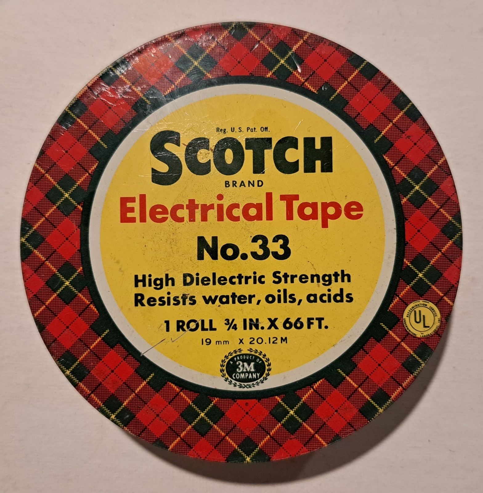 VINTAGE 1950s SCOTCH PLASTIC ELECTRICAL TAPE NO 33 3M W/TAPE TIN ALMOST FULL