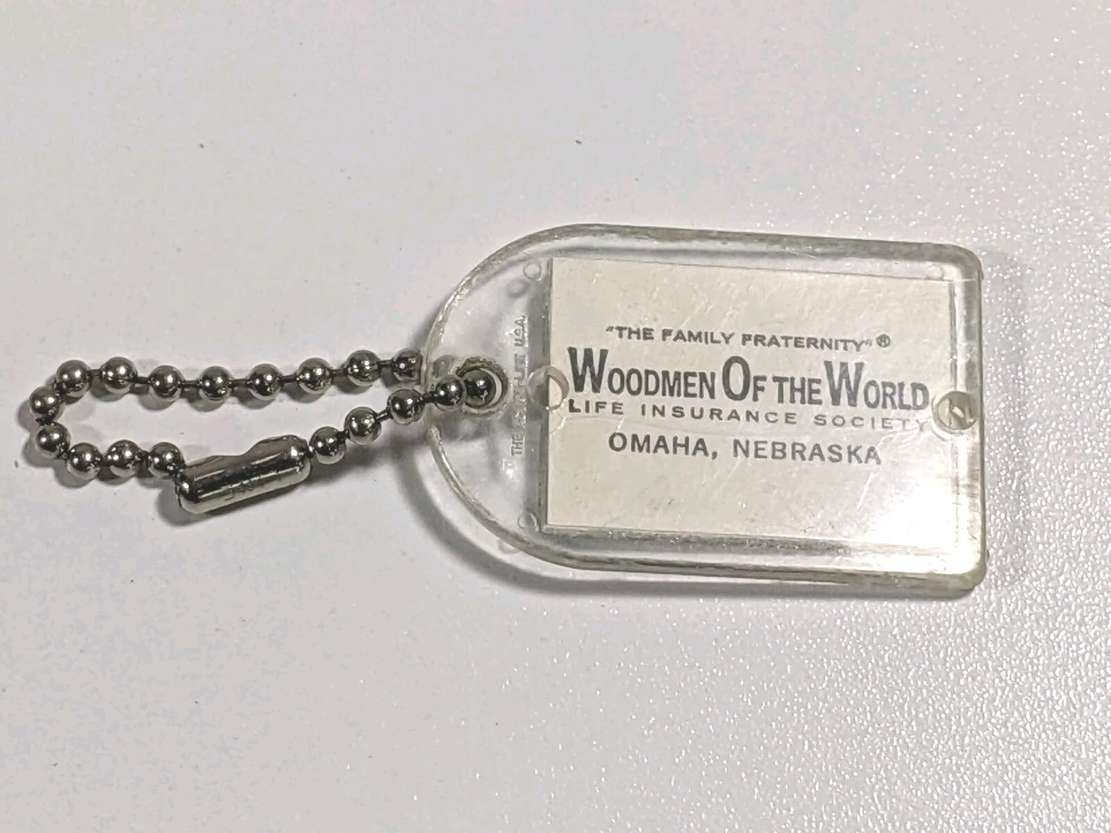 Woodmen Of The World Keychain Omaha NE United States Flag Lenticular Flicker Vtg