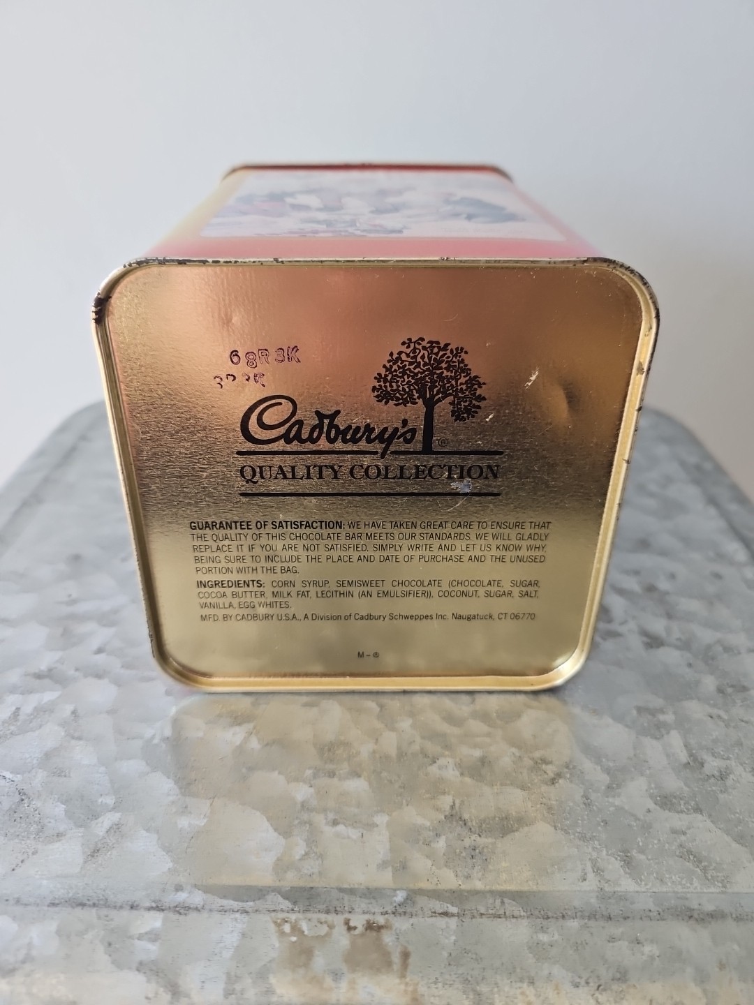 Vintage Cadbury’s Chocolates Mounds Red Tin Canister 12Oz. Made In England