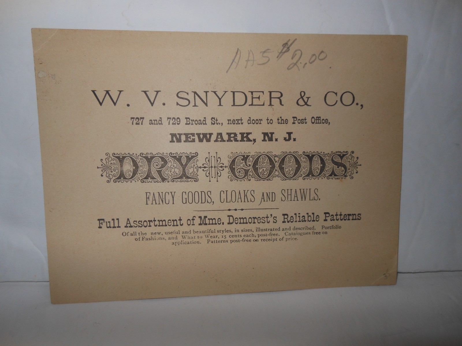 W. V. SNYDER & CO., NEWARK ,N. J.