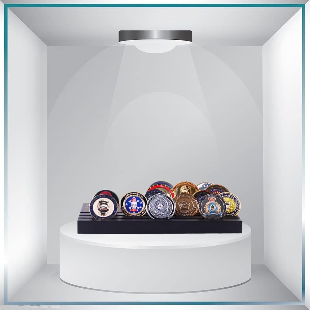 Coin Rack,Challenge Coins Display Stand Shelves Wooden Army Collectible Military