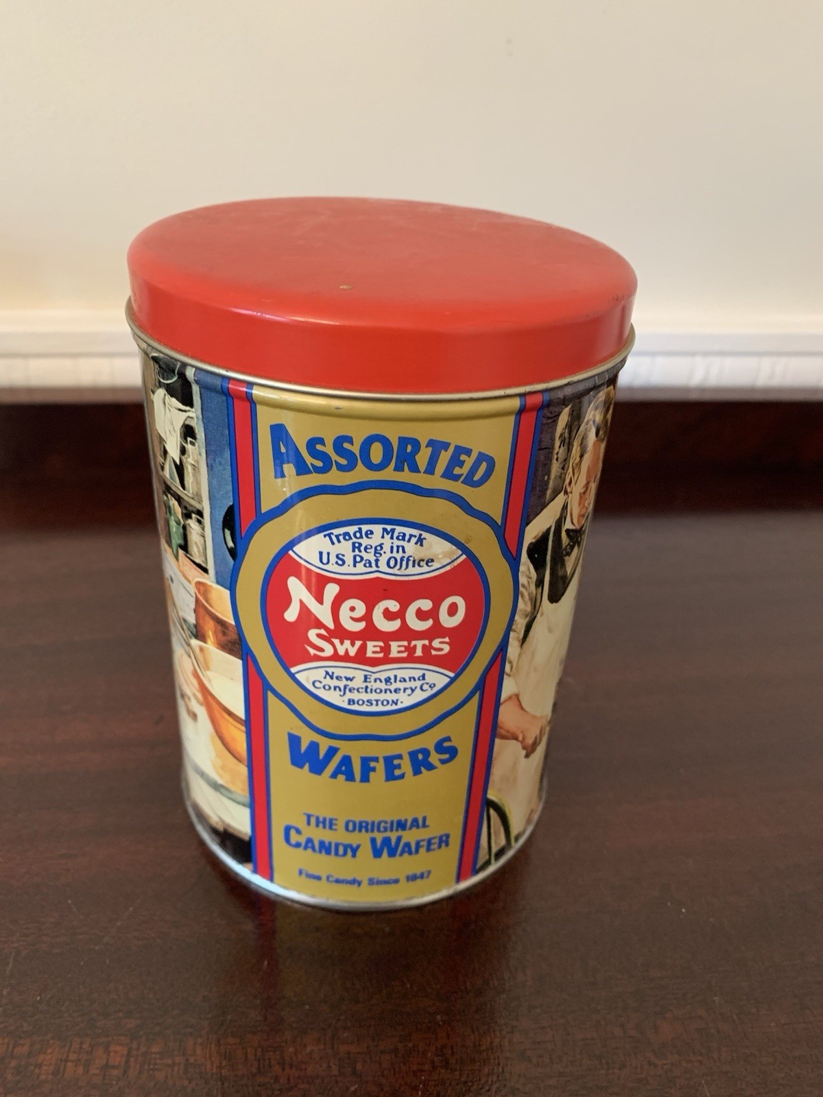 Tin Vtg Necco Candy Wafer Collectible Metal Cannister Candy Lovers