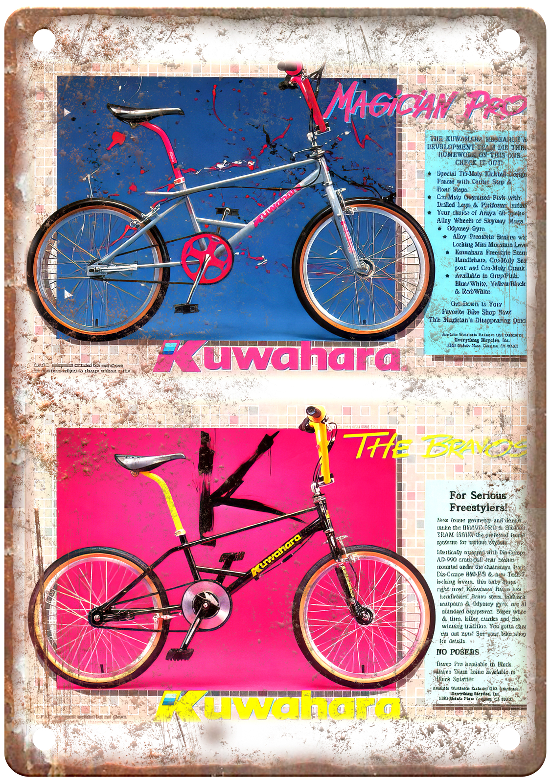 Old School BMX 1987 KUWAHARA Vintage Magazine Ad Reproduction Metal Sign B1170