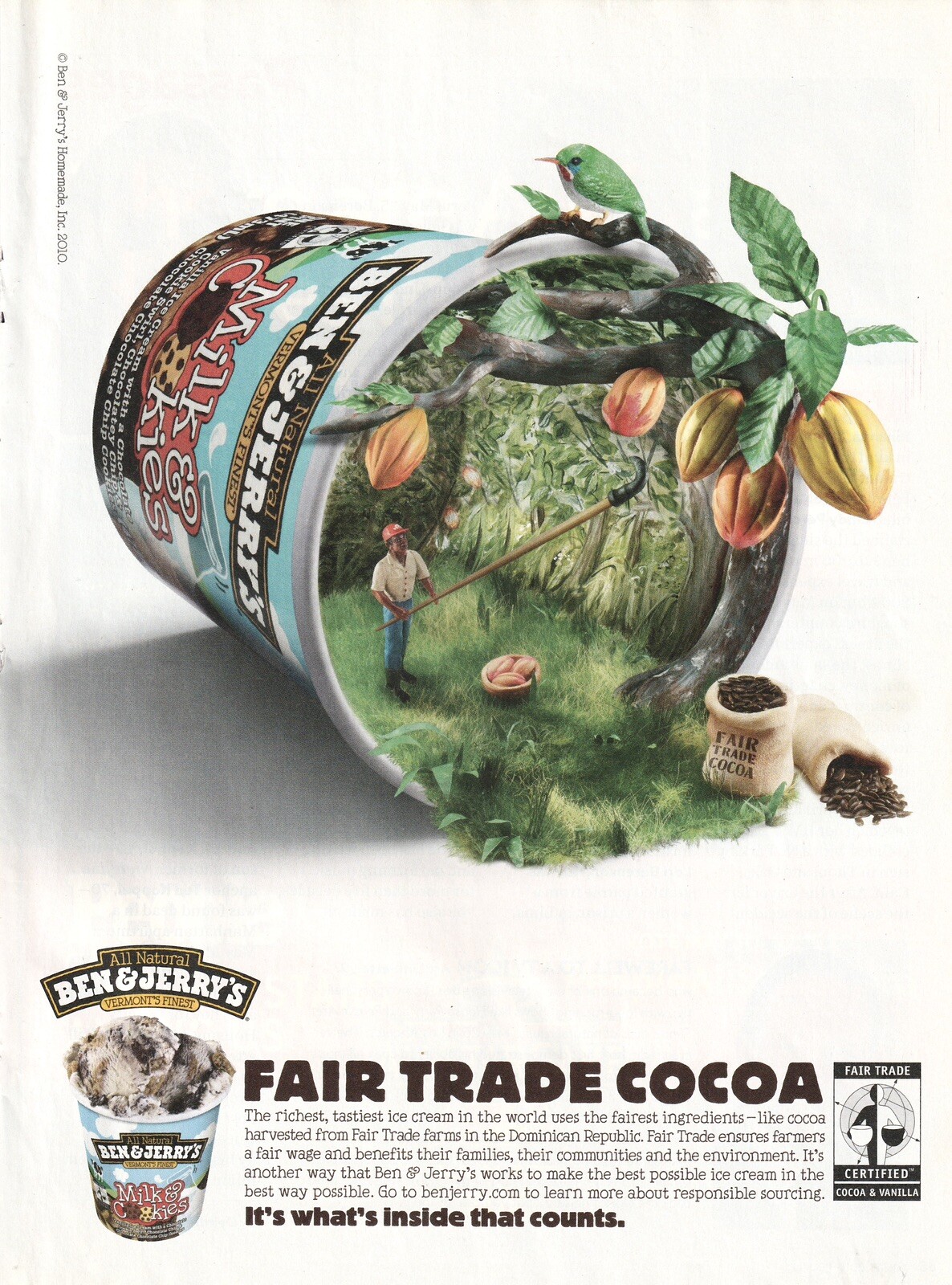 VTG 2010 Ben & Jerry’s Milk & Cookies Original Ice Cream Print Ad 20x27cm PEO610