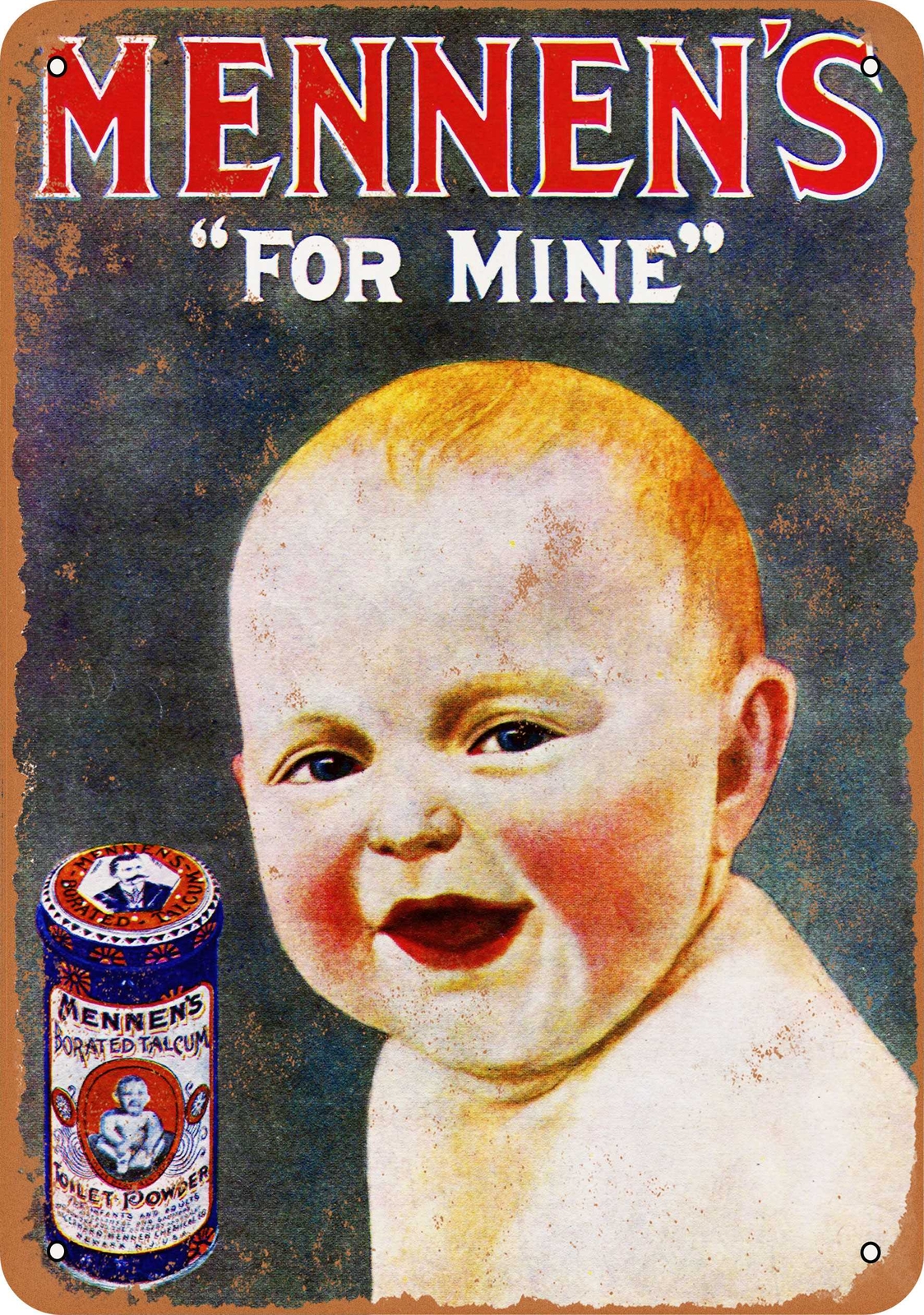 Metal Sign – 1909 Mennen’s Borated Talcum Powder – Vintage Look Reproduction