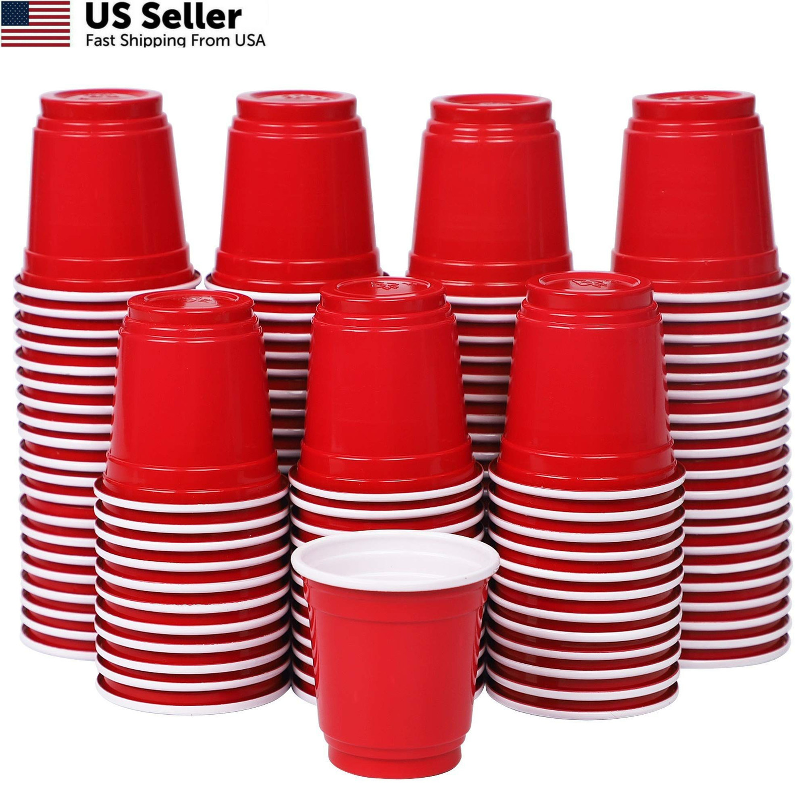 Zcaukya 120ct 2oz Mini Disposable Shot Cups, Small (Pack of 120), Red