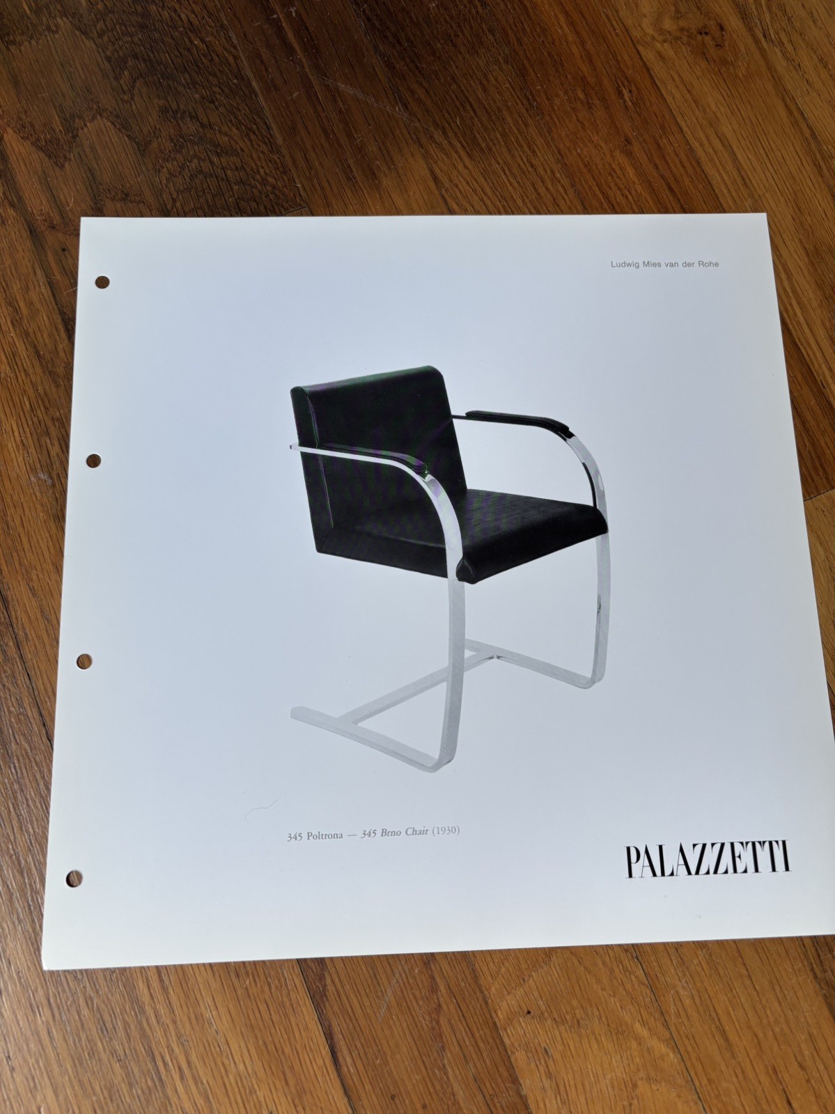 Vintage Ludwig Mies van der Rohe Furniture Print design and blueprint chair 1930