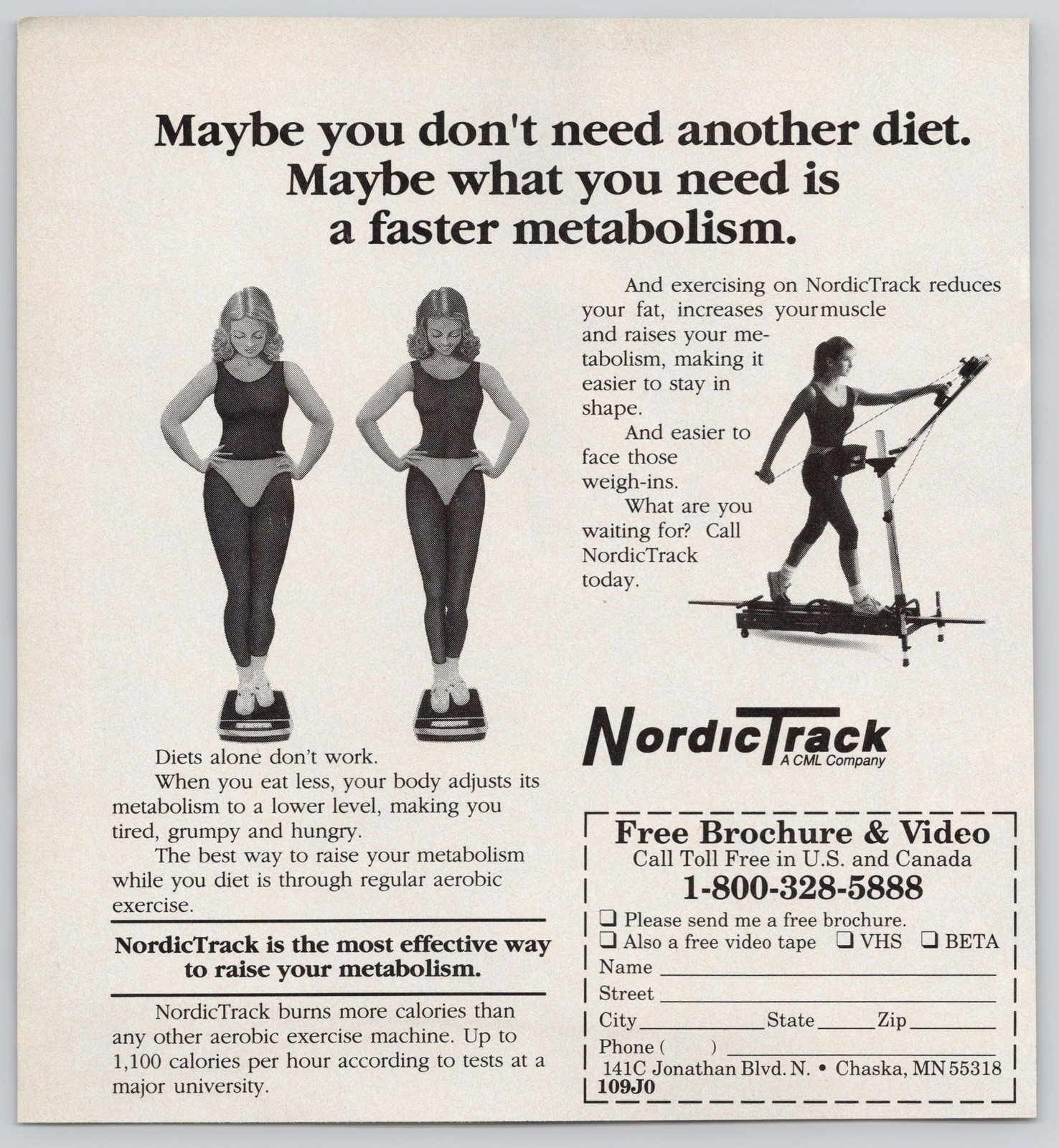 NordicTrack CML Company Exercise Metabolism Aerobic 1981 Vintage Print Ad