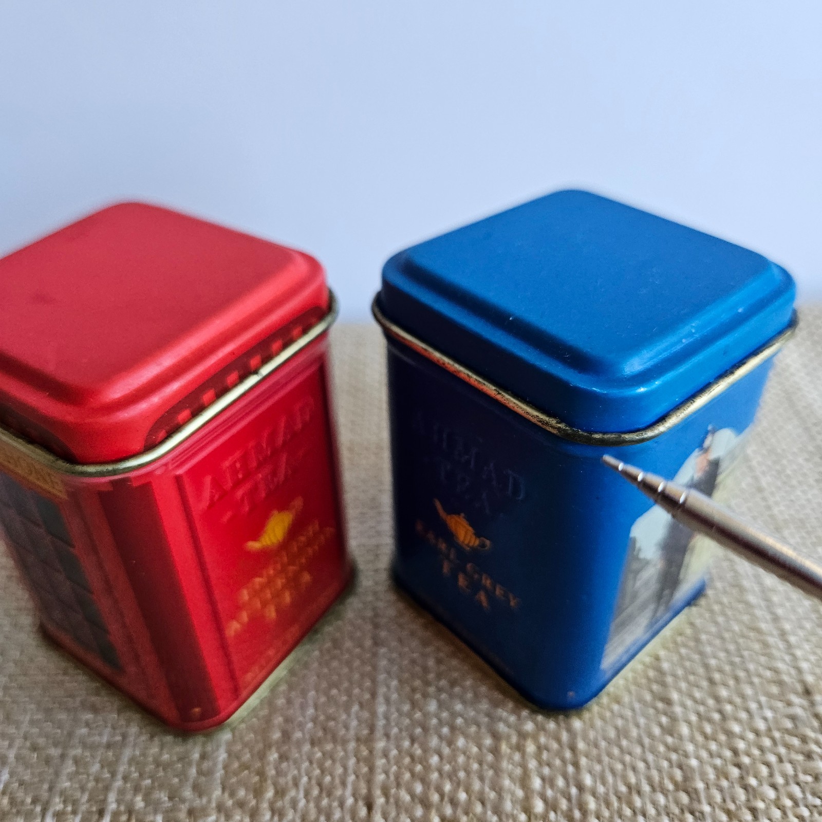 Mini Tea Tin Set London Telephone Booth Ahmad Earl Grey English Afternoon Empt