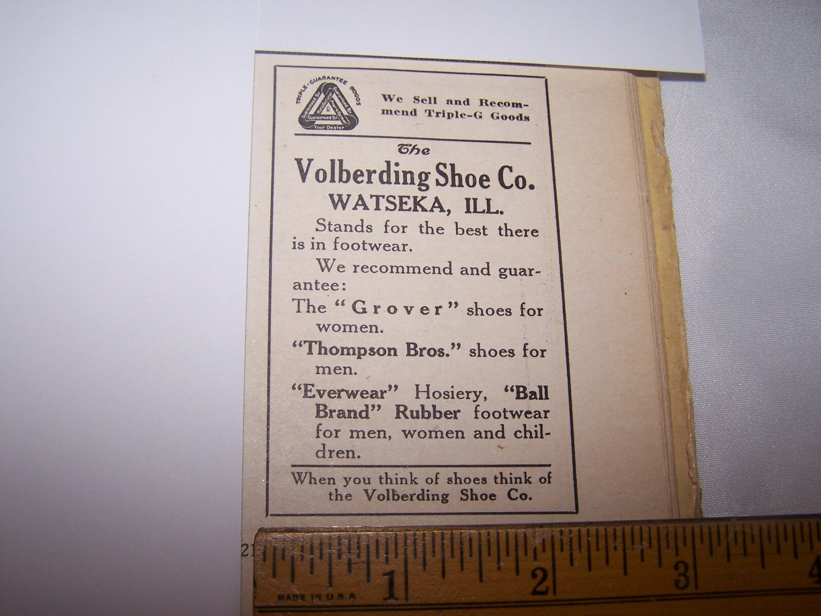 1917 VOLBERDING SHOE CO Print Ad WATSEKA ILLINOIS – Lot 211