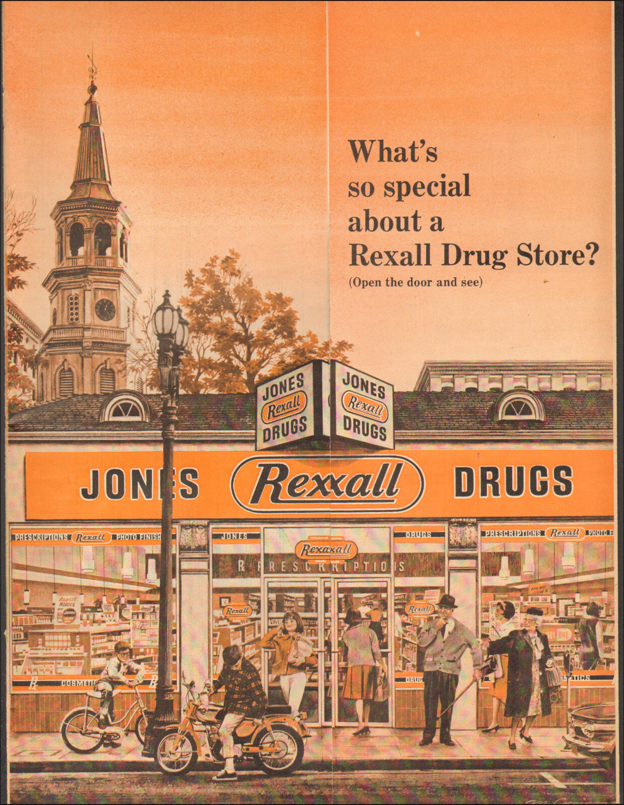 1965 Vintage ad Rexall Drug Store retro Store Front Art Bicycles 05/09/24