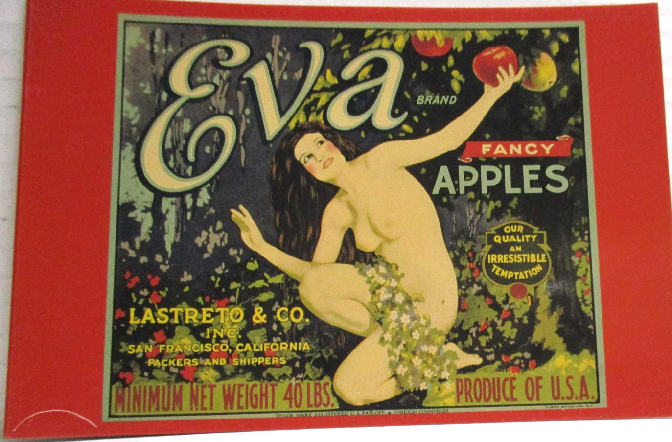 EVA BRAND FANCY APPLES VINTAGE POST CARDS LOT of (4) CARDS