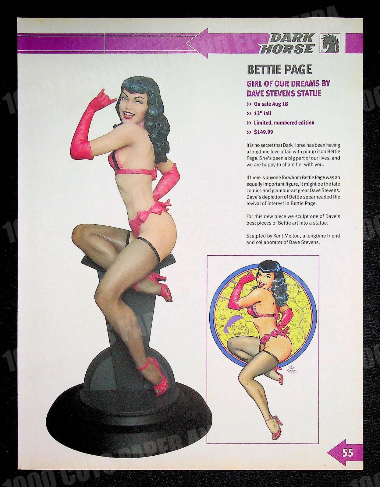 Bettie Page Figure Dark Horse Direct 2010 Trade Print Magazine Ad Poster ADVERT