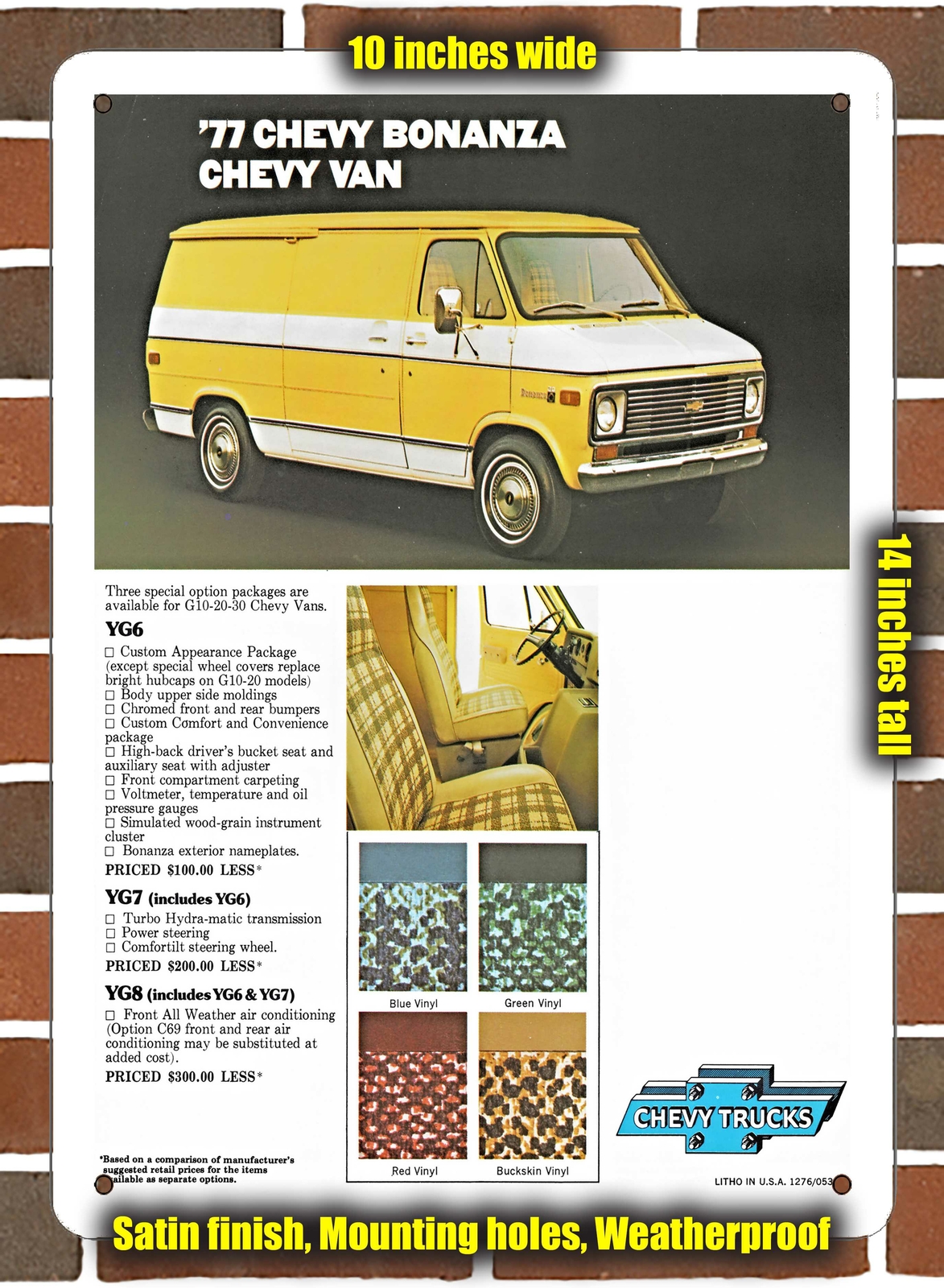 Metal Sign – 1977 Chevrolet Chevy Van Bonanza- 10×14 inches