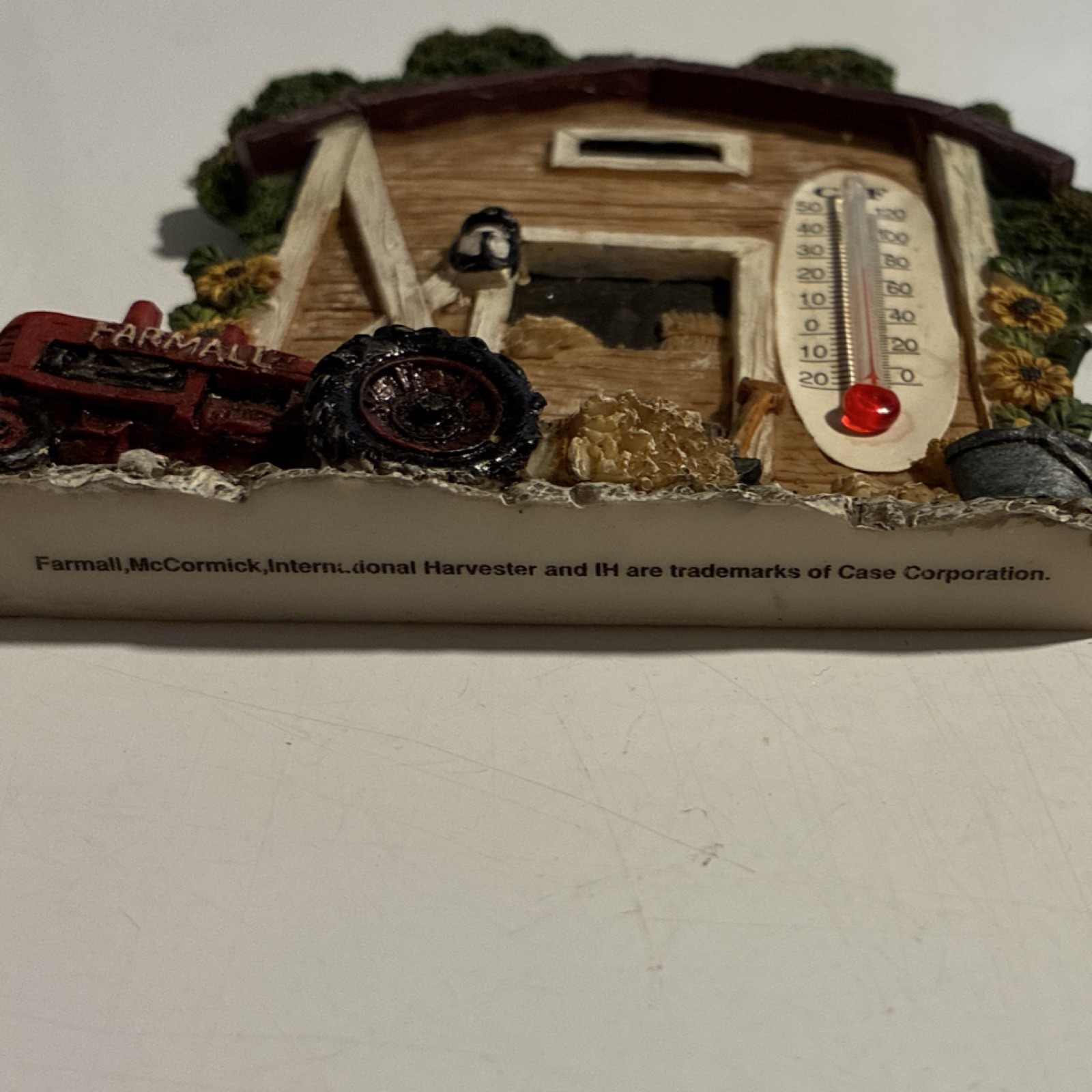 Farmall Barn Scene Collectible Advertising Thermometer Sign Brown Red