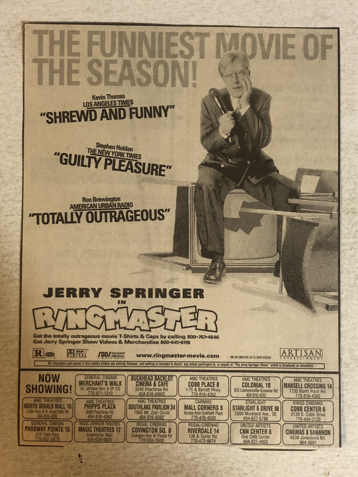 Ring Master Movie Vtg Print Ad Jerry Springer TPA18