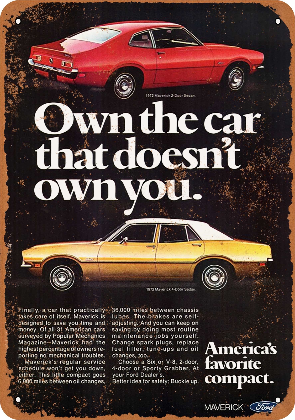 Metal Sign – 1972 Ford Maverick – Vintage Look Reproduction 2