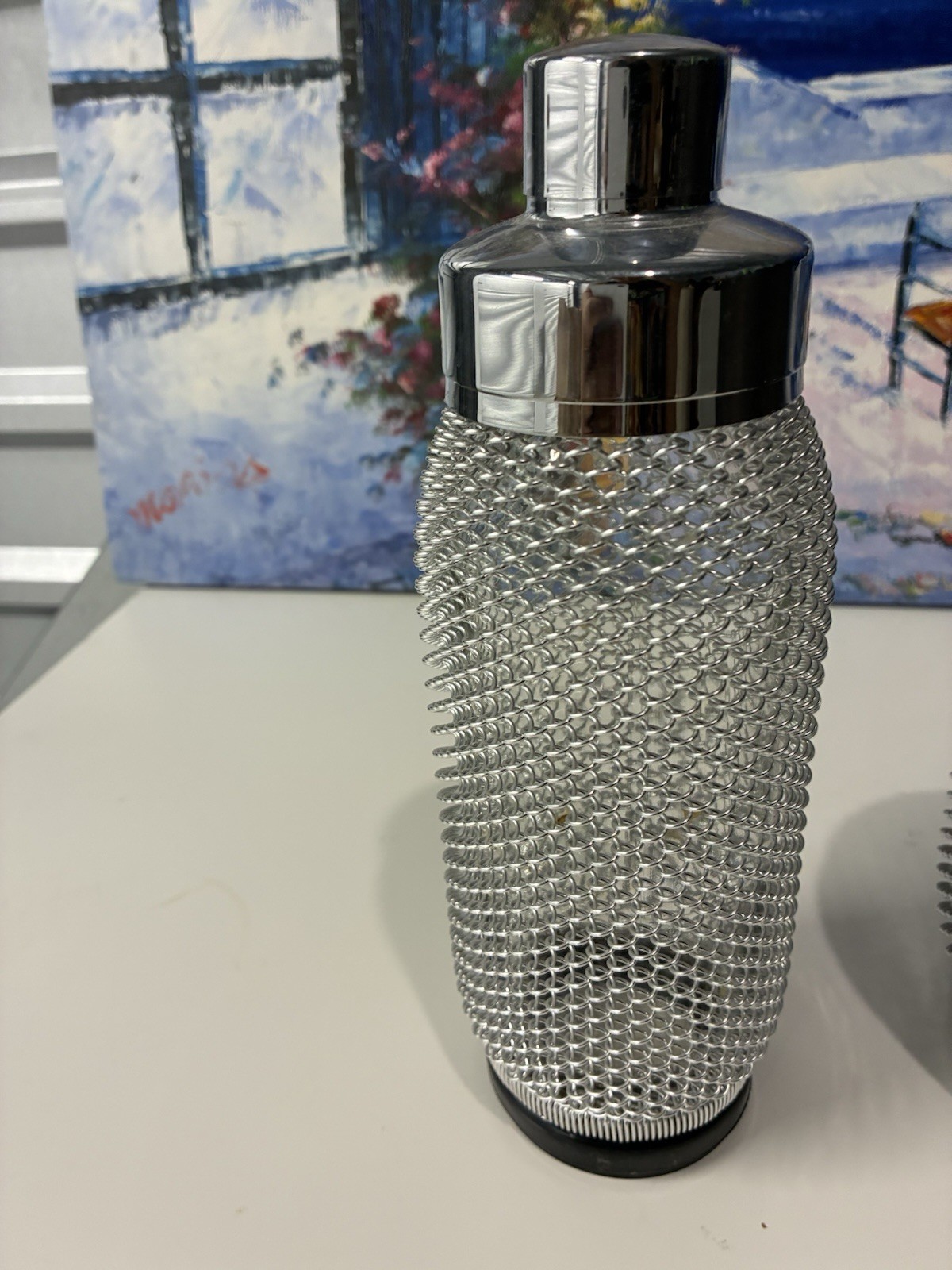 Shaker, Ice Holder Glass Metal Mesh VINTAGE BAR PUB