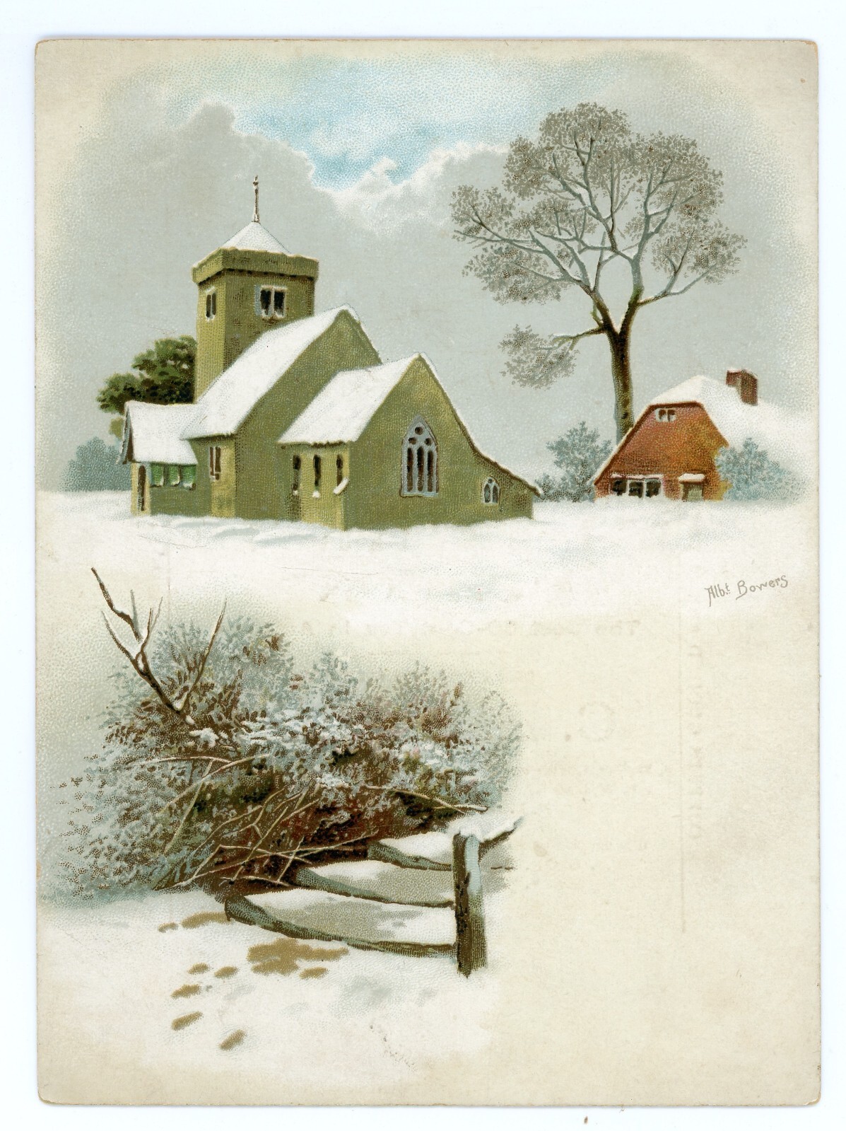 C.D. Roasted Coffee Trade Card Winter Scenes Church Snow a/s Albert Bowers
