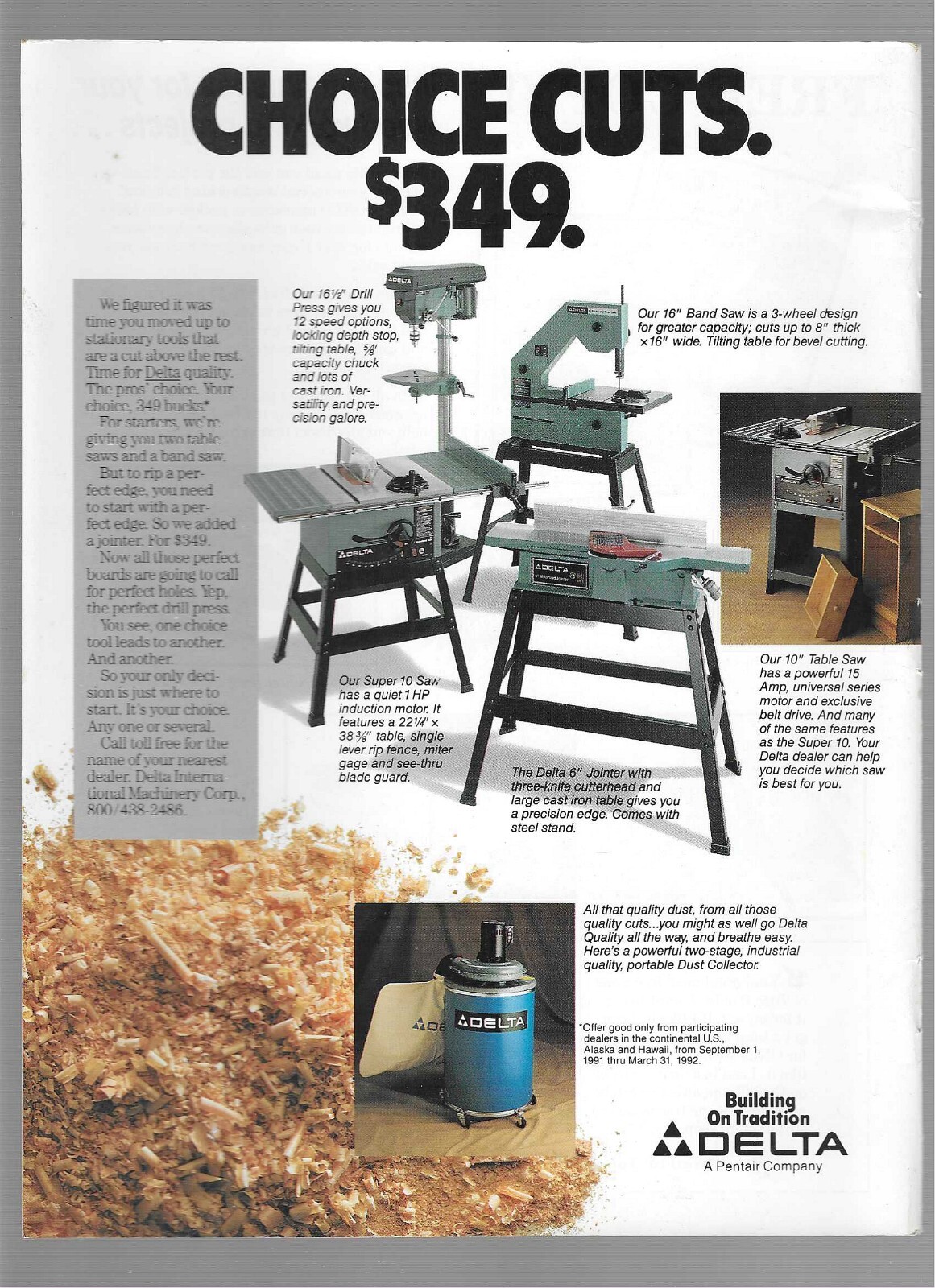 1991 Delta Power Tools Saws Accessories & Tole World Magazine Vintage Print Ads