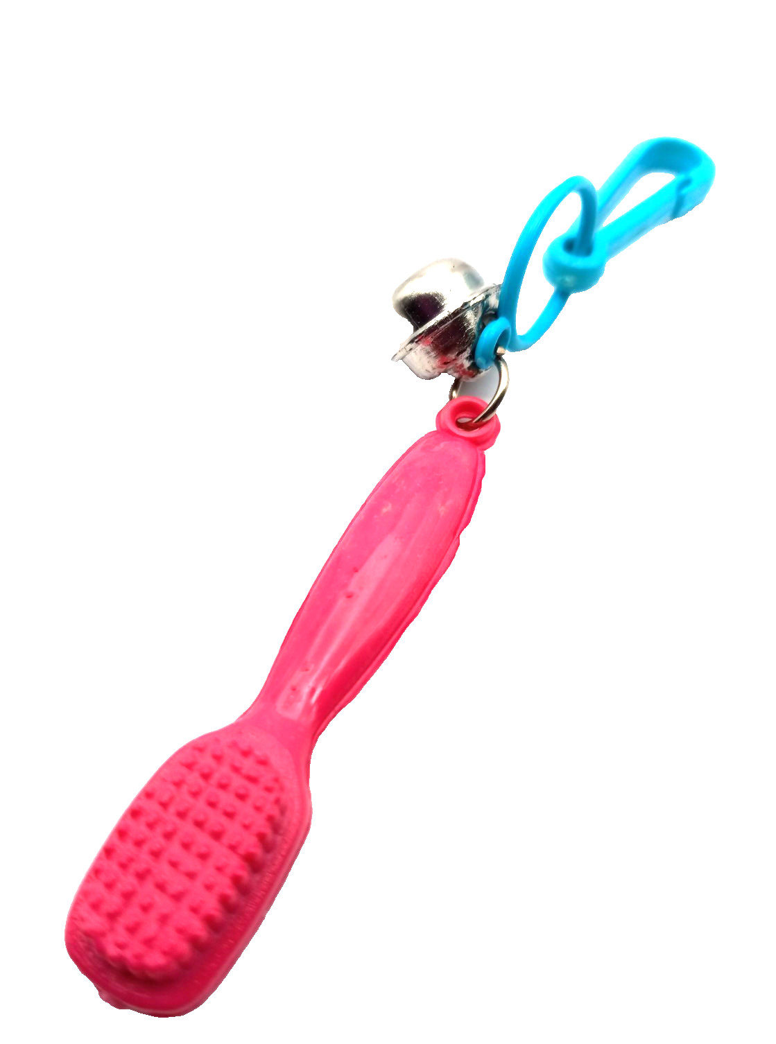 Vintage 1980s Bell Charm Pink Toothbrush for 80s Plastic Clip Necklace