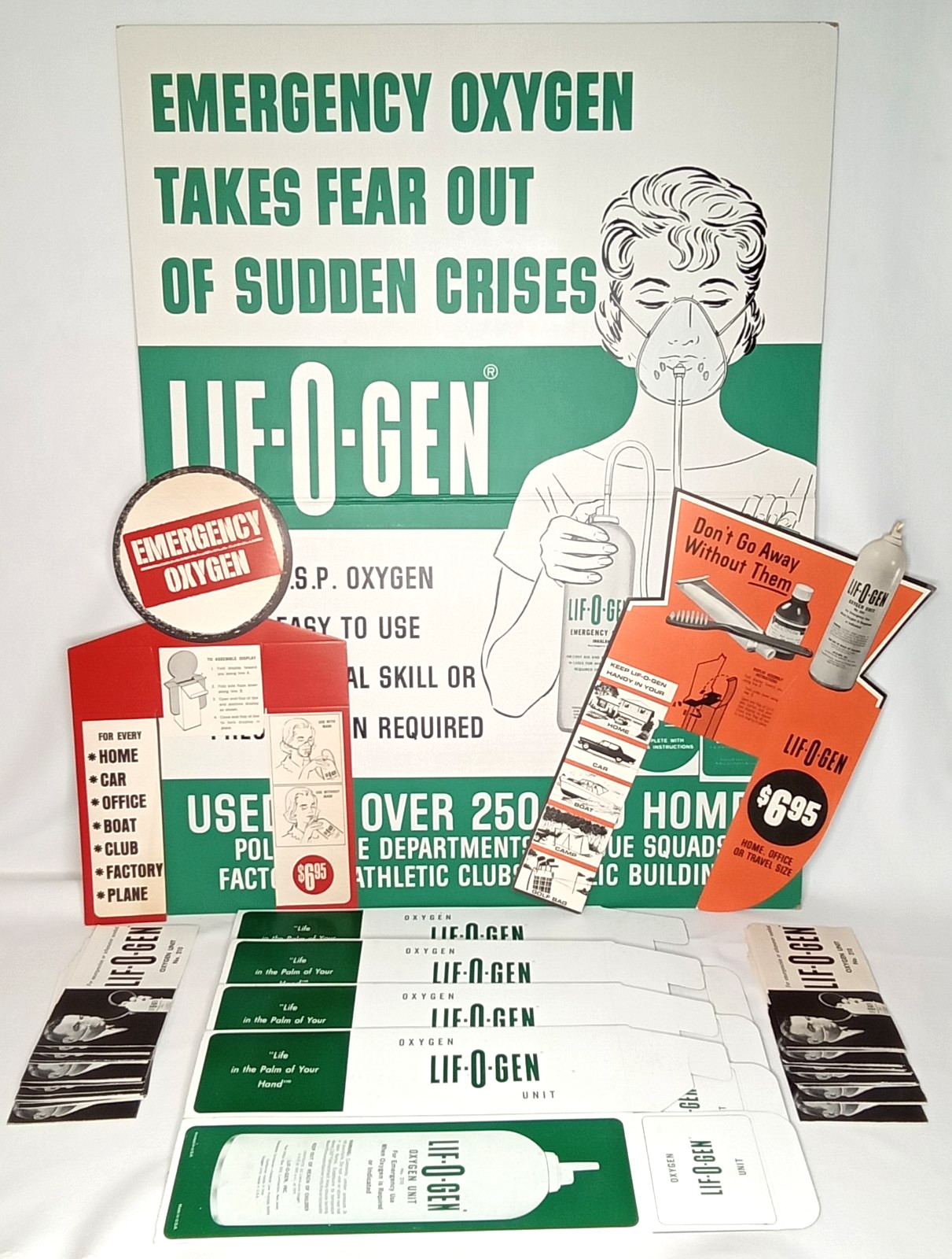 Vintage 1960s Allied Health Lif-O-Gen Emergency Oxygen Pharmacy Store Display
