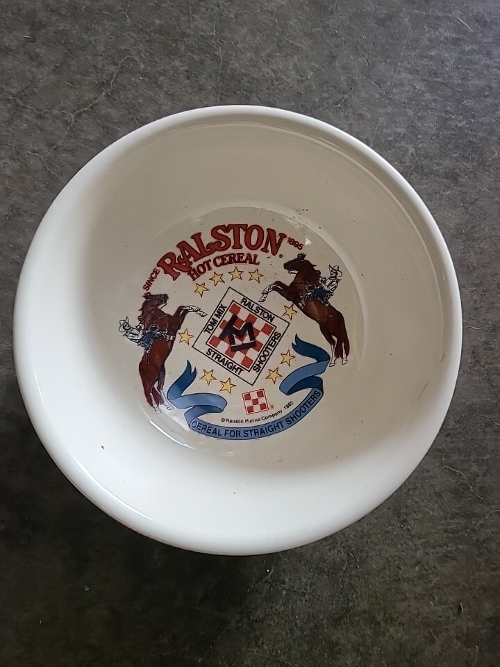 1982 TOM MIX RALSTON CEREAL PREMIUM CHINA BOWL 5 3/4″ DIAMETER NICE!