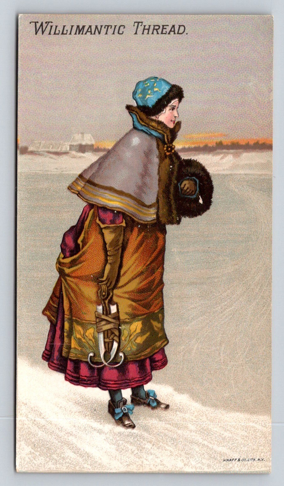 Willimantic Thread Girl Carries Ice Skates P22