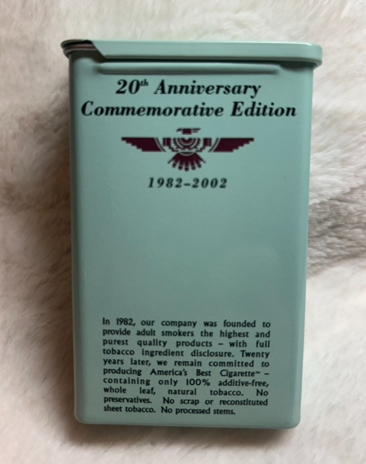 Natural American Spirit Tin, Sage, Sliding Lid 20th Anniversary Commemorative Ed