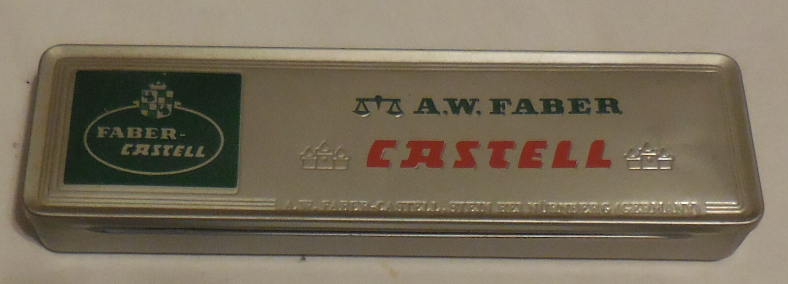 11 ad A W Faber Castell tin can Pencil Box Empty Drawing Drafting vtg