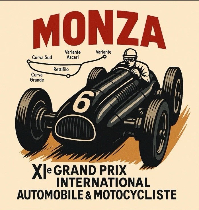 Retro Style Monza Grand Prix Racing Square 12×12 Inches Sign Top Quality Sign