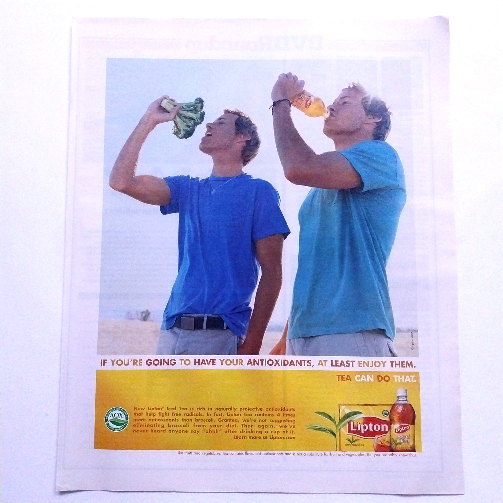 2005 Lipton Iced Tea Promo Vintage Print Ad – Advert Retro Y2K Kitchen Decor