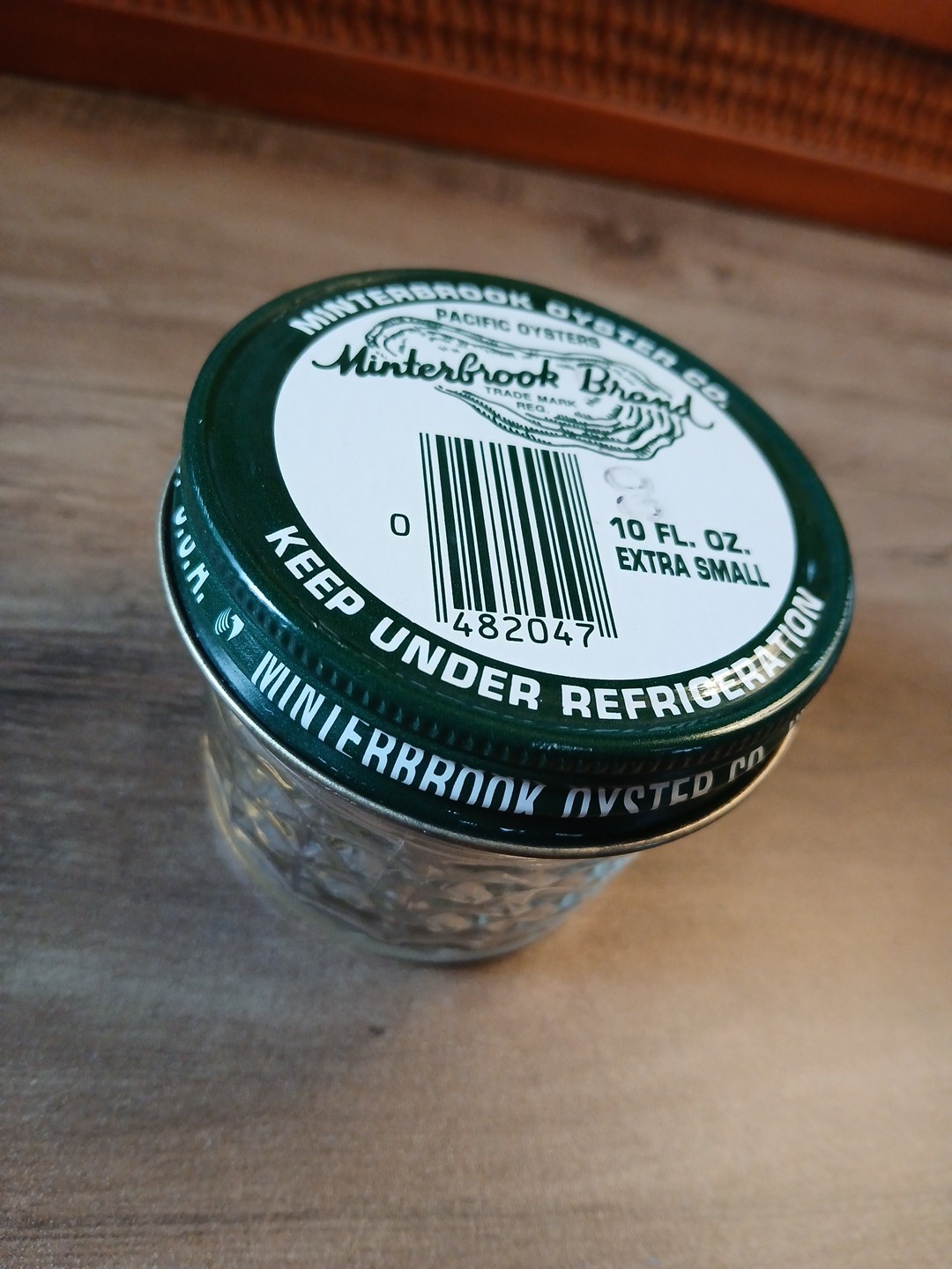 Vintage Minterbrook Pacific Oysters Lid w/Ball Jar Gig Harbor Washington Coast