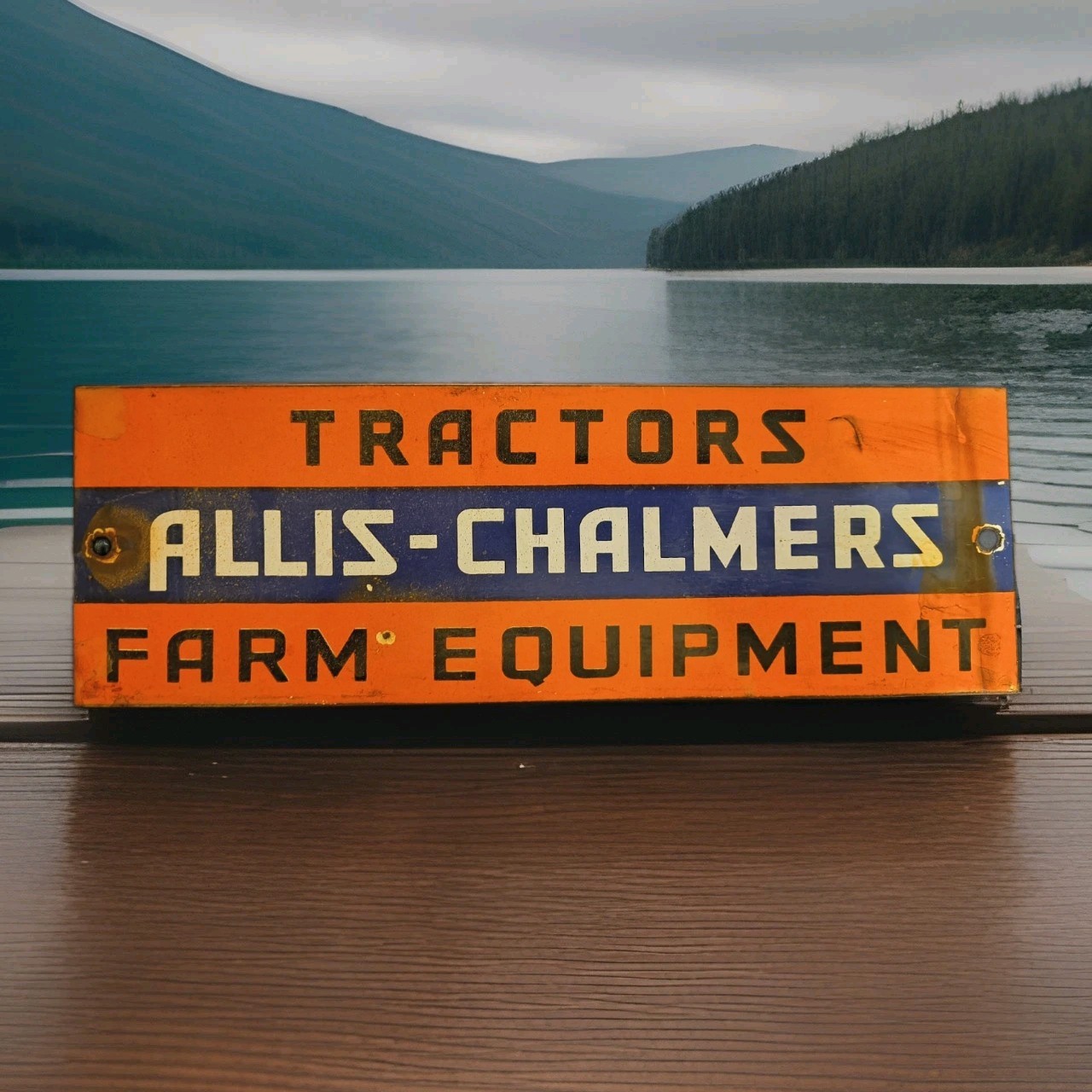 VINTAGE ALLIS-CHALMERS PORCELAIN SIGN TRACTORS FARM EQUIPMENT JOHN DEERE KUBOTA