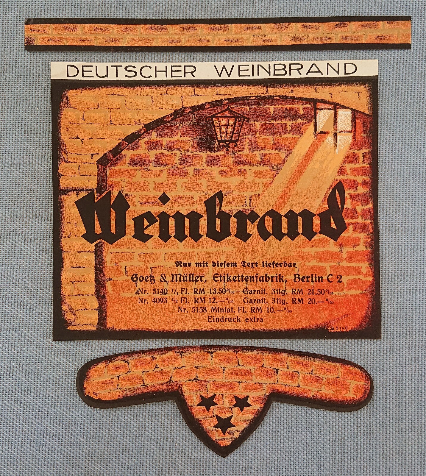 Old Schnapps Label Sample Label Label Brandy Goetz & Müller Berlin