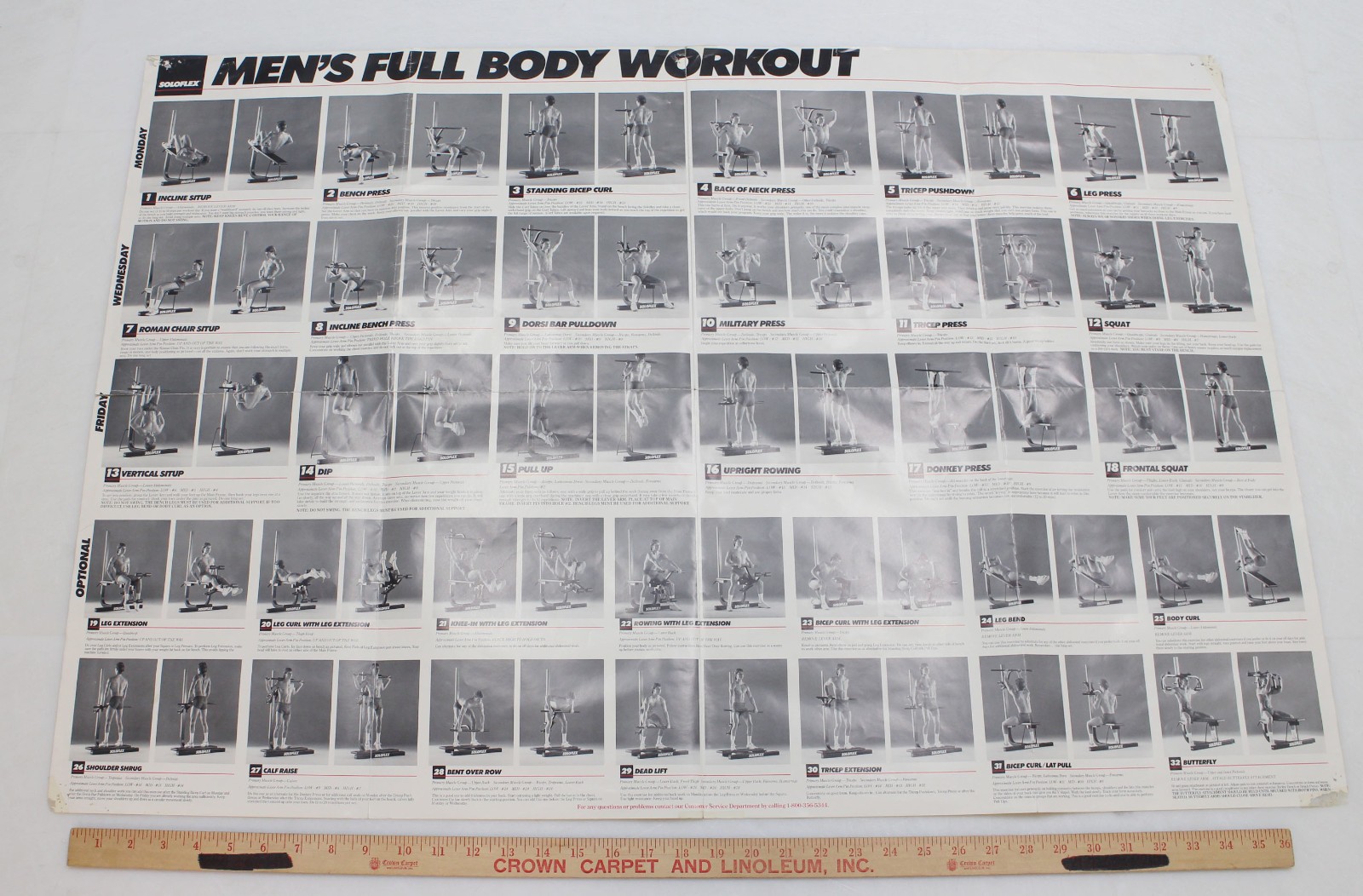 Vintage Soloflex Workout Poster Scott Madsen Unisex 2 Sided Full Body Workout