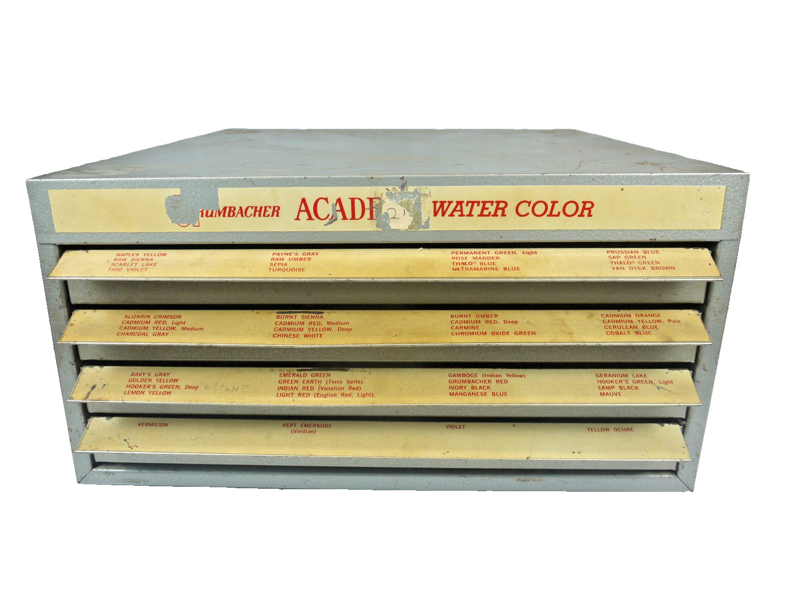 VTG Grumbacher ARTIST Watercolor ACADEMY Brush Store Display Storage Drawers