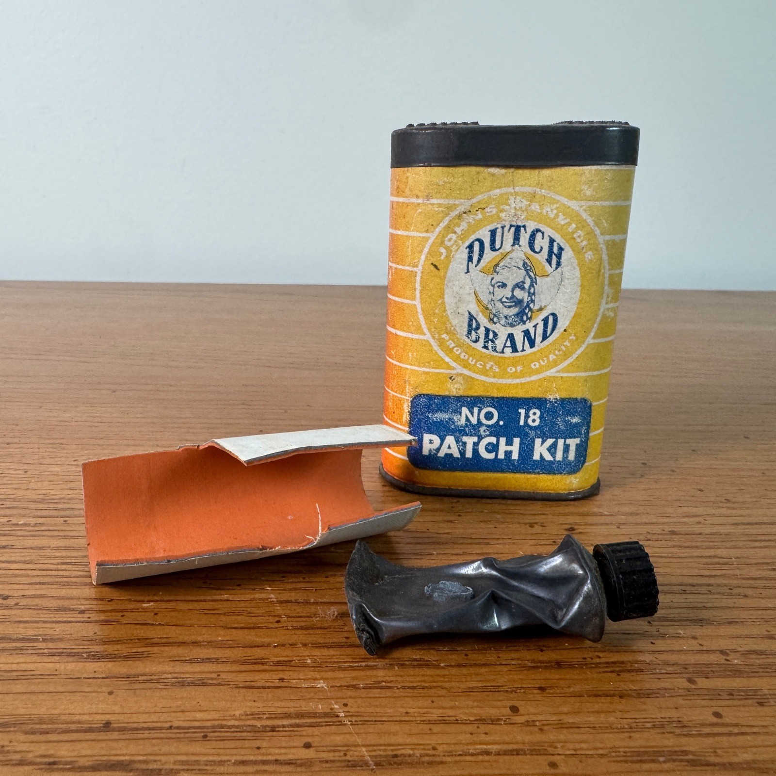 Vintage Johns-Manville Dutch Brand No 18 Patch Kit Tin with Contents Chicago IL
