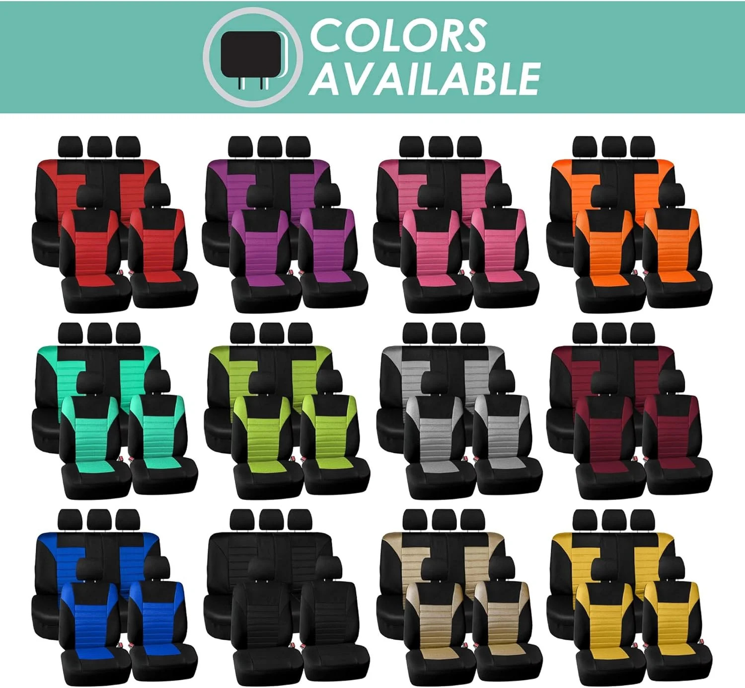 Full Set Car Seat Covers 3D Air Mesh Airbag Compatible for Cars Trucks SUVs Blac