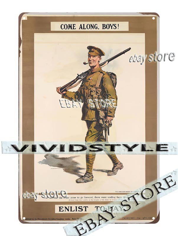 Tin Sign 1915 War Words Images Poster WWI Propaganda Art unframed